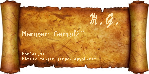 Manger Gergő névjegykártya